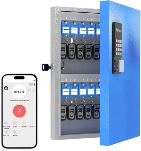 Miniatura 12 de Caja de bloqueo de 16 llaves de montaje en pared, APP Bluetooth/Contraseña de una sola vez/Control remoto Wi-Fi, gabinete de llaves inteligente