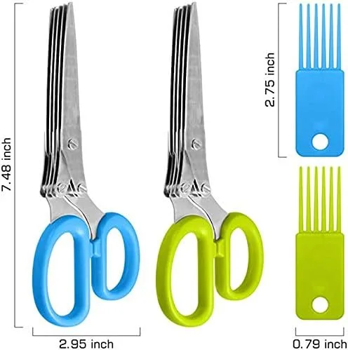 Miniatura 6 de Tijeras de cocina de acero inoxidable de 5 hojas para hierbas, picar hierbas frescas y verduras de hoja verde, utensilios de cocina, cortador