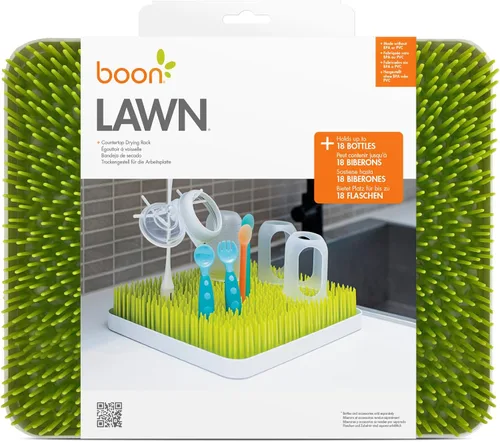 Miniatura 8 de Boon Lawn Estante de secado para biberones para encimera con bandeja antimicrobiana, color verde primavera, estante para biberones y organizador
