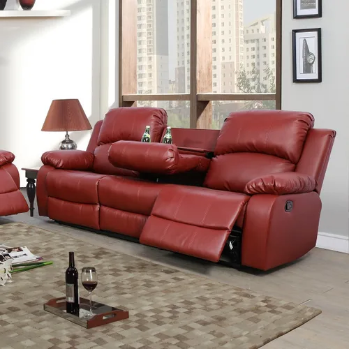 Juego de muebles de sala de estar de cuero reconstituido con sofá reclinable, juego de sofá reclinable, silla de dos cuerpos, juegos de muebles en