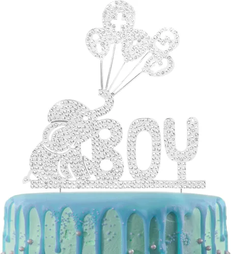 Miniatura 8 de LINGTEER It's a Girl Elephant Baby Girl - Decoración para pastel de diamantes de imitación - Saludos a la dulce niña, decoración de regalo de fiesta