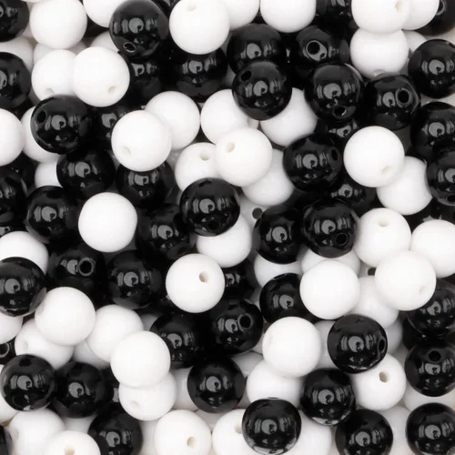 Miniatura 24 de 1000 cuentas redondas de acrílico negro de 0.315 in de diámetro con agujero de 0.079 in