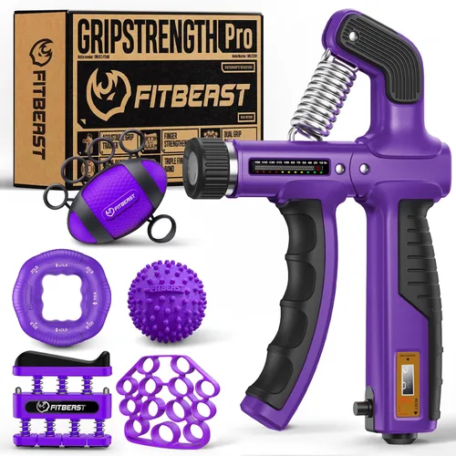 Miniatura 9 de FitBeast Entrenador de fuerza de agarre, kit de fortalecimiento de agarre de mano, paquete de 6 con fortalecedor de antebrazo de resistencia Negro