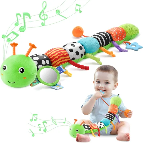 Miniatura 9 de AWOTOY Juguetes para bebés de 0 a 12 meses, juguetes de peluche musicales con actividad sensorial suave, con arrugas, sonajero y texturas, juguetes