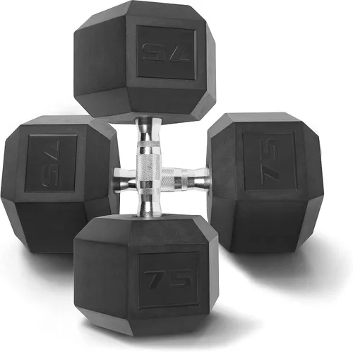 Miniatura 17 de WF Athletic Supply - Par de mancuernas hexagonales de hierro fundido con revestimiento de goma para tonificación muscular, entrenamiento de cuerpo