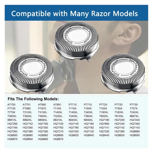 Miniatura 2 de Gleway HQ8 - Cabezales de repuesto compatibles con afeitadoras Philips Razor y Aquatec, cuchillas de afeitar HQ8 para cabezales PT720 AT880 AT810