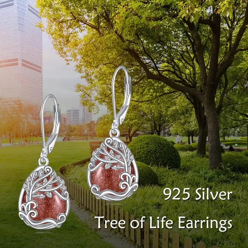 Miniatura 59 de Aretes colgantes con forma de lágrima de filigrana de piedra lunar de plata de ley 925 con cierre de palanca para mujer, regalos de joyería
