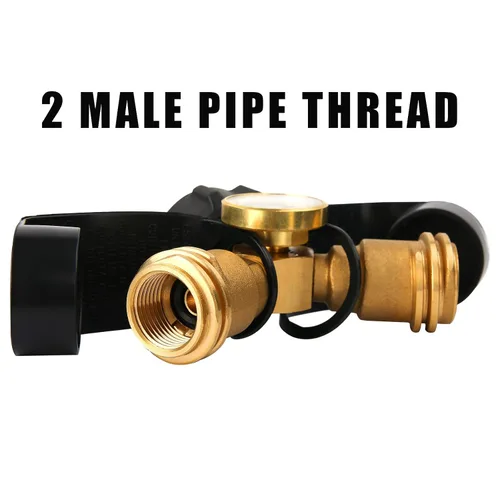Miniatura 3 de Conexión de tanque de propano doble, adaptador divisor en Y de tanque de propano con manómetro, indicador de nivel, medidor de presión de gas
