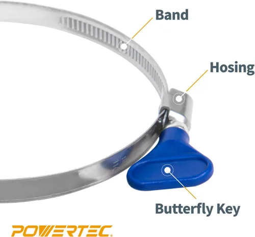 Miniatura 2 de POWERTEC 70127 Abrazadera de manguera de llave de 2-1/2 pulgadas, abrazaderas de manguera de acero inoxidable ajustables para colector de polvo
