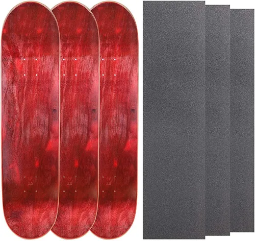 Miniatura 30 de Cal 7 Tablas de patineta de arce en blanco con cinta de agarre (paquete de 3, combinaciones)