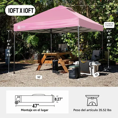 Miniatura 2 de CROWN SHADES Tienda de campaña desplegable de 10 x 10 pies – Cierre central patentado de un empuje, toldo instantáneo para exteriores con bolsa