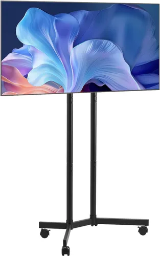 Miniatura 12 de VEVOR - Soporte de TV con ruedas, carrito de TV móvil para pantallas de 17 a 55 pulgadas, de retrato a paisaje, soporte de TV portátil con ruedas