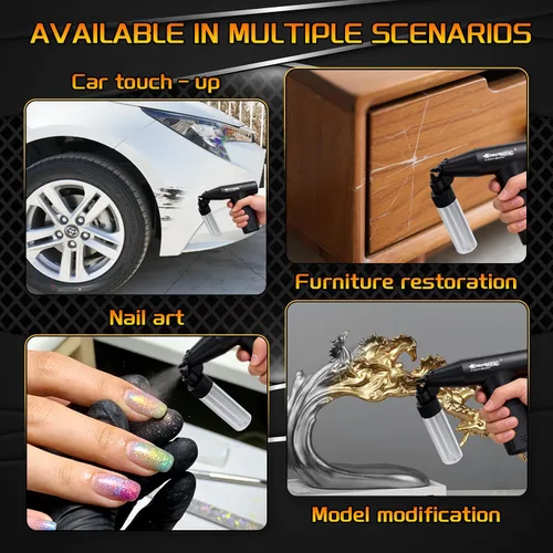 Miniatura 3 de LIONBOW Pequeña pistola pulverizadora de pintura eléctrica, pistola de pintura inalámbrica para pintar autos, gabinetes, reparación de pintura