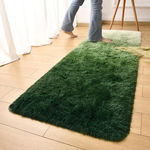 Miniatura 3 de DweIke Alfombras peludas de lujo para dormitorio, 2 x 6 pies, alfombra de pasillo esponjosa para niñas y niños, antideslizante, extra cómoda