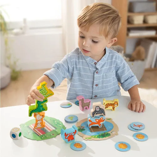 Miniatura 6 de HABA My Very First Games - Animal Upon Animal Junior: Juego de apilamiento para niños pequeños para actividades de aprendizaje preescolar