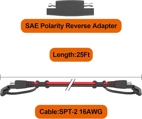 Miniatura 3 de OYMSAE Cable de extensión SAE a SAE de 25 pies, conector de desconexión rápida 16 AWG, para automóvil, enchufe de cable de extensión de panel solar