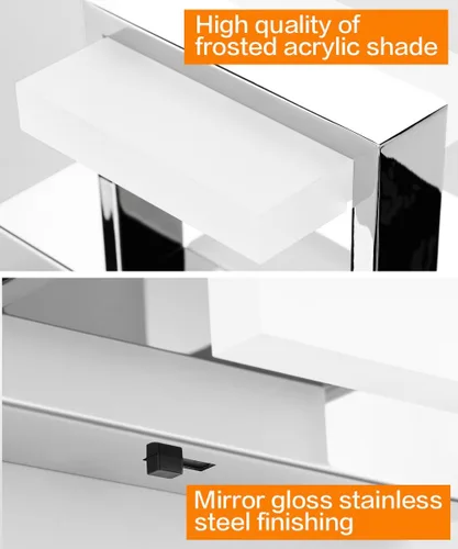 Miniatura 2 de SOLFART Lámpara de baño cromada de 3 luces, luz de tocador sobre el espejo, lámparas LED modernas, 5 colores de temperatura ajustable moderna