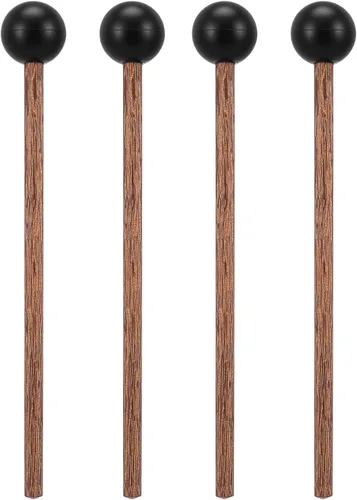 4 mazos pequeños de tambor de lengua de acero, mazos de tambor de goma negra de 5.9 pulgadas para xilófono, instrumentos musicales, mazo, mango de