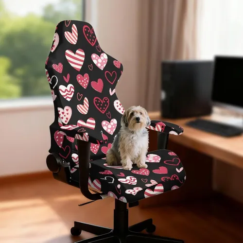 Miniatura 3 de Heart Gaming Chair Cover for Desk Chair Stretchy Armrest Covers Washable Ergonomic Office Seat Cover Dustproof Gaming Chairs Easy to Fit Home Office