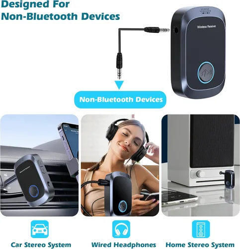 Miniatura 5 de Adaptador AUX Bluetooth para automóvil, adaptador Bluetooth auxiliar para música de automóvil y llamadas manos libres, receptor de música