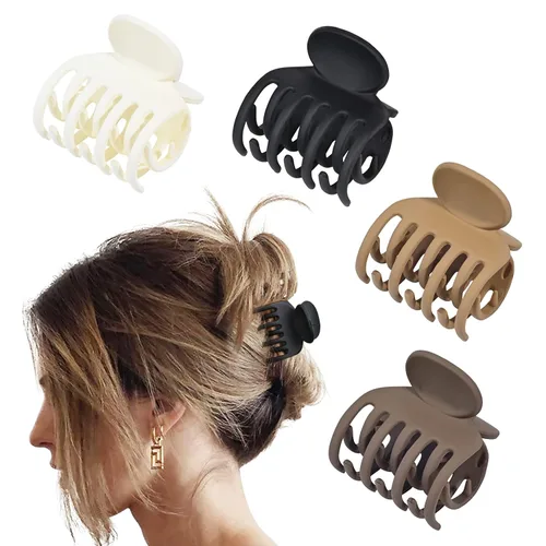 Miniatura 9 de DEEKA Clips de cabello pequeñas con garras para cabello fino, paquete de 4, fila doble de dientes, 4 cm de diámetro, tamaño mediano, mate