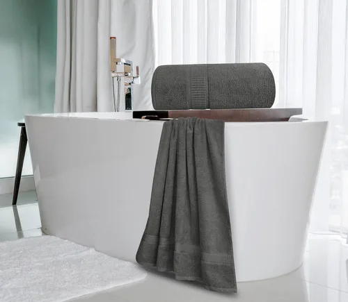 Miniatura 6 de Oakias Paquete de 2 toallas de baño de 35 x 70 pulgadas, color gris, toallas de baño extragrandes de 21.16 oz/m², 100% algodón hilado en anillo