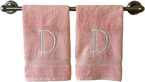Miniatura 67 de Toalla de mano con inicial beige para baño, toalla bordada decorativa de calidad de hotel de lujo con monograma para tocador, spa, certificado