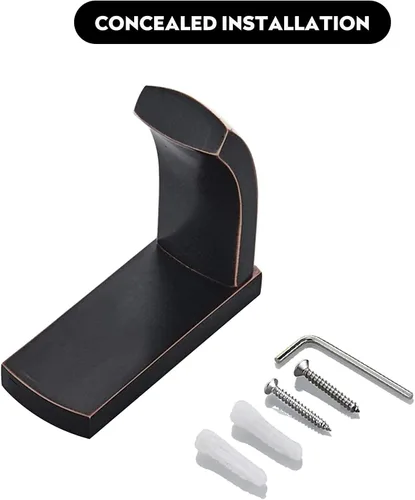 Miniatura 5 de WINCASE Ganchos de bronce para toallas de baño, paquete de 2 ganchos para ropa de baño, ganchos de latón macizo aceitado en la cocina montados