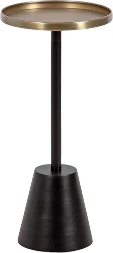 Miniatura 12 de Kate and Laurel Tira - Mesa auxiliar redonda, 14 x 14 x 24 pulgadas, madera marrón nogal y negro, mesa auxiliar decorativa estilo pedestal para usar