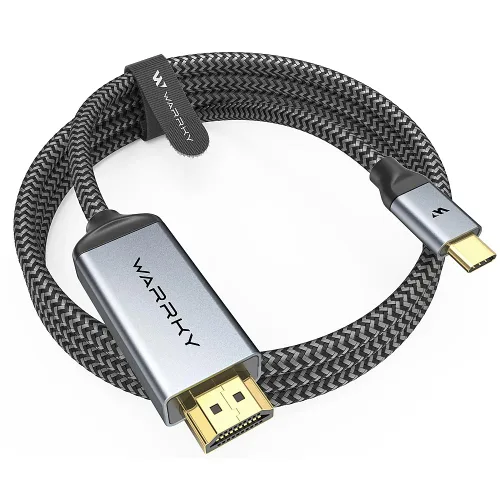 Cable USB C a HDMI 4K, WARRKY [trenzado, de alta velocidad] Thunderbolt 3 a HDMI adaptador compatible para iPad nuevo, MacBook Pro/Air, iMac, Galaxy