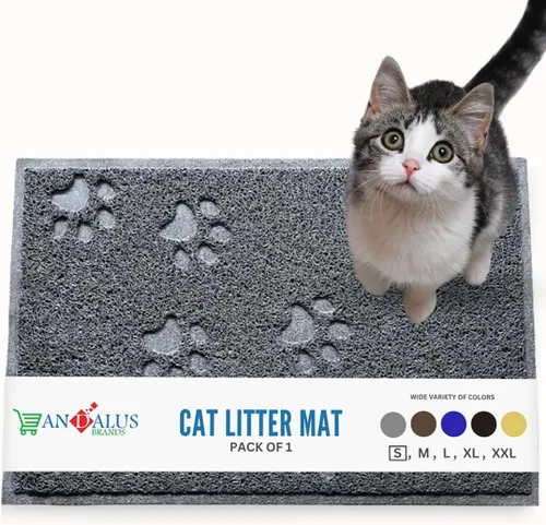 Miniatura 25 de Andalus Tapete Pequeño para Arena de Gatos, Paquete de 1 - Impermeable, Antideslizante y Fácil de Limpiar, Tapete para Caja de Arena de Gatos