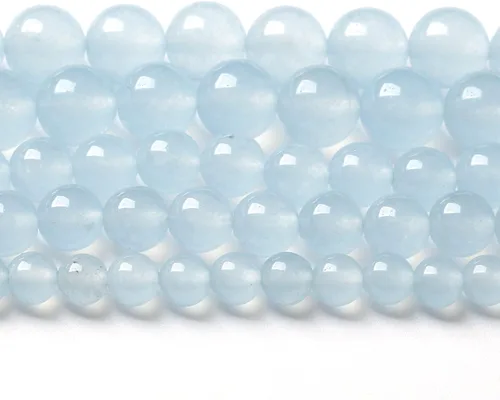 Miniatura 34 de 4MM 86 piezas cuentas sueltas de calcedonia azul aguamarina para hacer joyas, pulseras, collares Aguamarina azul