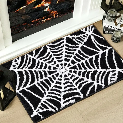 Miniatura 3 de Estmy Tapete de baño gótico negro con telaraña, espeluznante, antideslizante, lavable, de 16 x 24 pulgadas, divertido, vintage, para baño