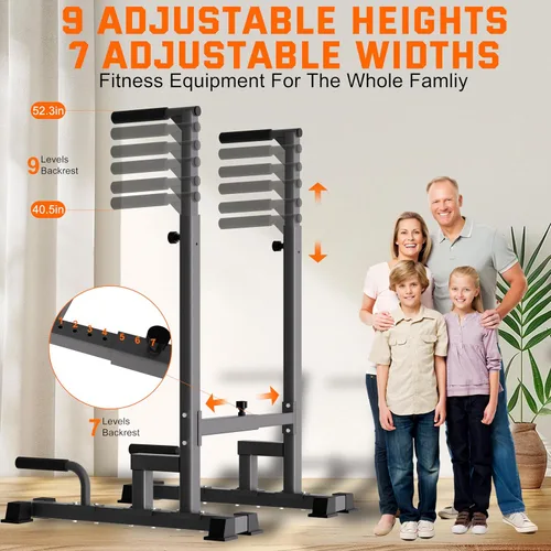 Miniatura 3 de Dip Bar Attachment for 2"x2" Squat Rack, Heavy Duty Power Rack Attachment with 5/8" or 1" Hole