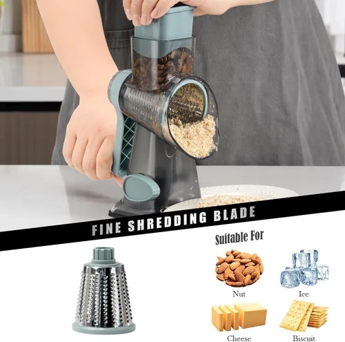 Miniatura 4 de Badelite Rallador de queso, triturador de queso y verduras, rallador para cocina, 3 cuchillas intercambiables para queso, papa, calabacín, nueces