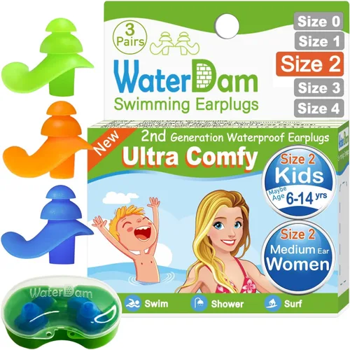 Miniatura 24 de WaterDam A-Series - Tapones de natación para los oídos, ultra cómodos, grandes, impermeables