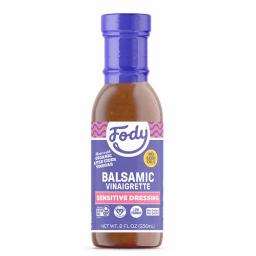 Aderezo para ensalada balsámico Fody Foods, 8 Oz, sin ajo ni cebolla, certificado bajo en FODMAP, apto para intestino y SII, vegano, no transgénico,