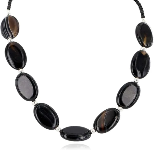 $280 Etiqueta al por menor Plata Navajo Negro Onyx Collar Nativo Americano 790106-102 Hecho por Loma Siiva, Metal Piedra, Ónix
