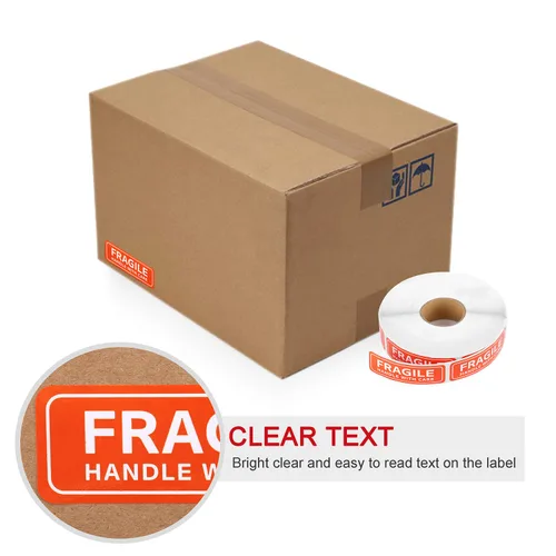 Miniatura 4 de Methdic - Etiquetas adhesivas frágiles de 2,5 x 7,6 cm, adhesivo fuerte, 1 rollo/1000 etiquetas (manejar con cuidado, frágil) - Etiquetas para envío