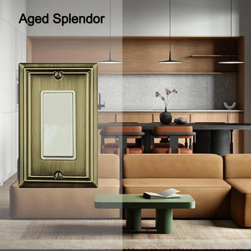 Miniatura 4 de OKAWYC Cubierta de Interruptor de Luz Decorativa Individual Placa de Pared Metálica Adler, Paquete de 4 Latón Antiguo 1 Gang Rocker Individual
