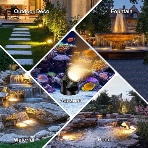Miniatura 3 de POPOSOAP Luces de estanque, 4 en 1, luces de estanque subacuáticas blancas cálidas, focos LED impermeables IP68 para paisajismo para estanque