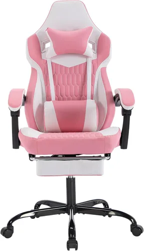 Miniatura 16 de Silla ergonómica para juegos estilo carreras, silla de jugador de respaldo alto con reposapiés, lumbar ajustable, masaje, reposabrazos de enlace