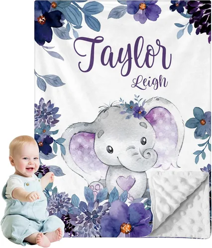 Miniatura 23 de Manta de bebé personalizada para niños, nombre personalizado con diseños de ratón, franela suave con respaldo de puntos de doble capa, manta 19 Ratón