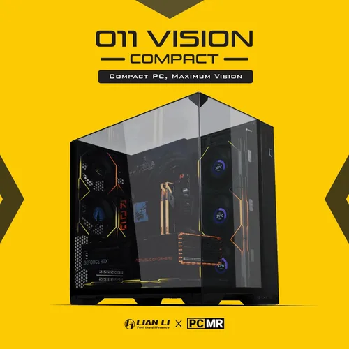 Miniatura 2 de Lian Li O11 Vision Compact - Caja para computadora de torre media ATX, vidrio templado negro-acero, soporte de conexión en la parte trasera - O11VPX