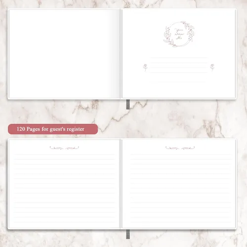 Miniatura 3 de CalenDream Hermoso libro de invitados de boda, libro de registro de 7 x 9 pulgadas, papel grueso de 120 GSM, libro de tapa dura con bordes dorados