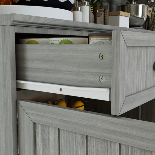 Miniatura 4 de AIEGLE Armario grande de cocina, armario de almacenamiento con puertas de vidrio, cajones y encimera, gabinete de almacenamiento de despensa