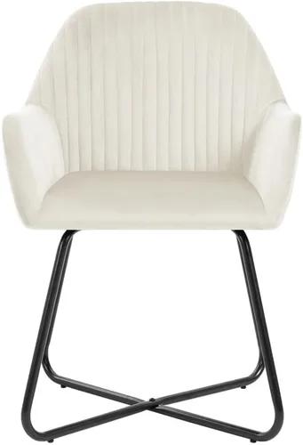 Miniatura 4 de Dining Chair Set of 2 Cream Velvet Upholstered Chairs with Sturdy Steel Frame and Ergonomic Design for Dining Room Kitchen and Living Room Cream a