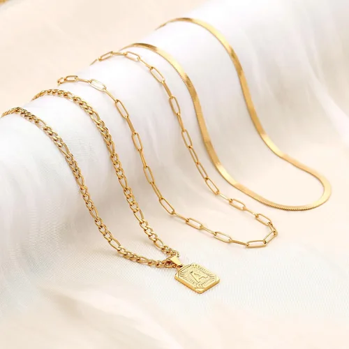 Miniatura 6 de Honsny Collares de oro con inicial para mujer, delicado colgante de letra cuadrada de serpiente de oro de 18 quilates, collar de gargantilla
