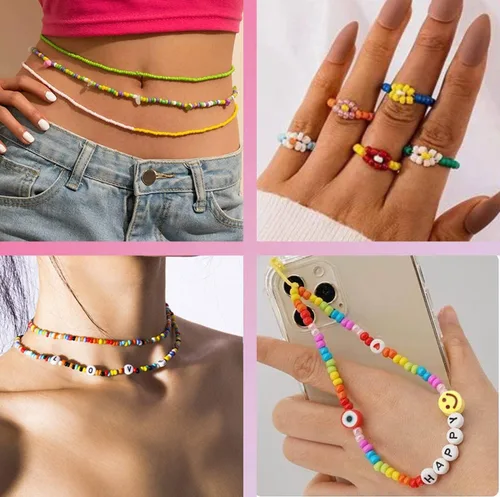 Miniatura 4 de Juego de 54000 cuentas de cristal para hacer joyas, 120 colores de cuentas pequeñas de 0.079 pulgadas (0.079 in), cuentas de pulsera con cuentas