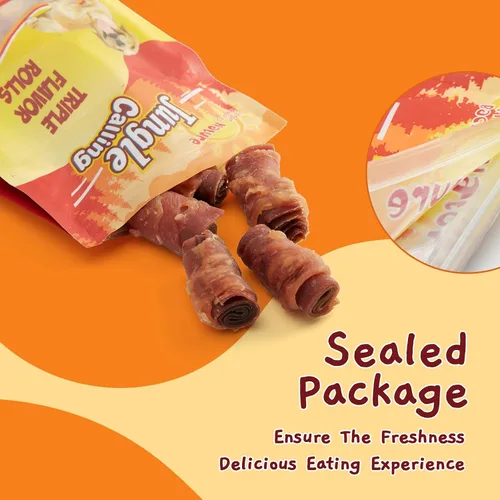 Miniatura 7 de Jungle Calling Rollos para Perros de Triple Sabor, Hechos con Carne Real de Pollo, Pato y Res, Snacks para Perros Sin Cuero Crudo, Saludables